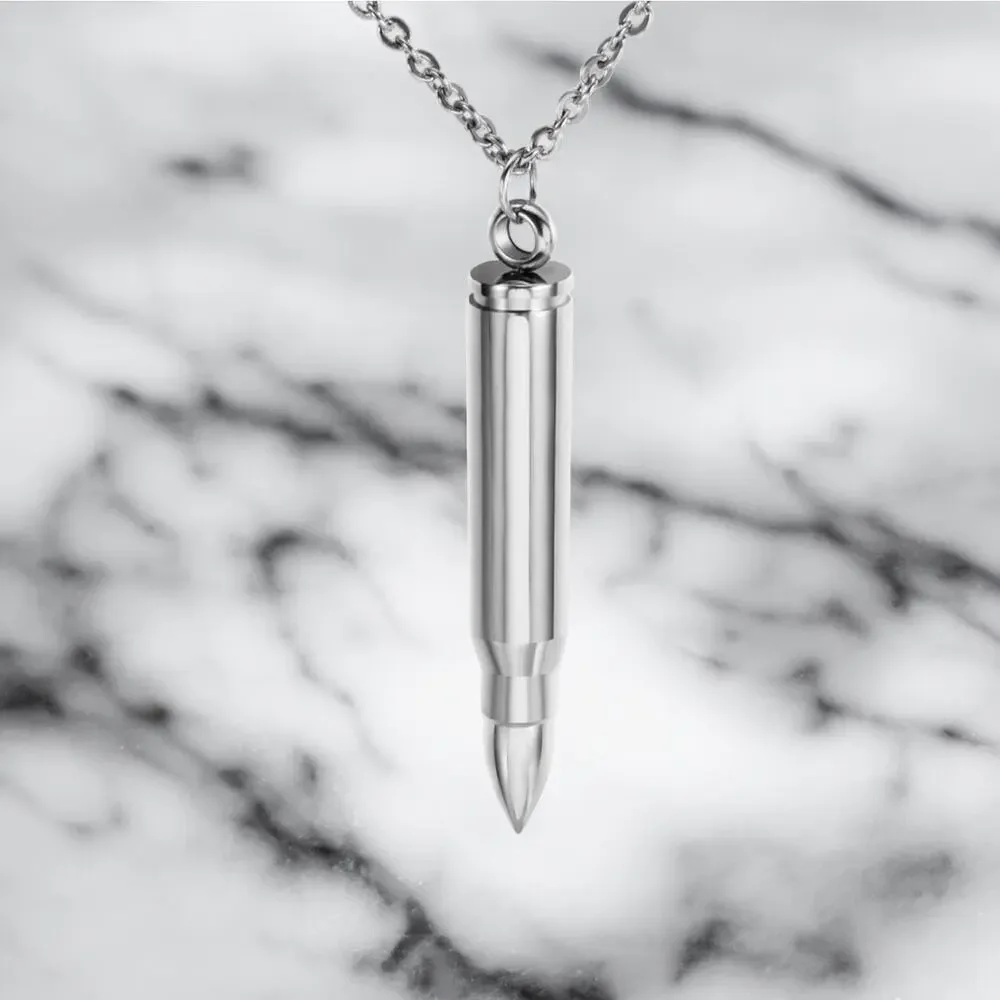 NEW 18K white gold plated bullet pendant necklace jewelry gift men B20